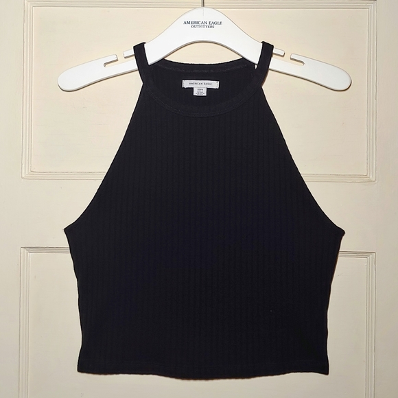 Black Cropped High Neck Tank (Medium NWOT) - Picture 1 of 2